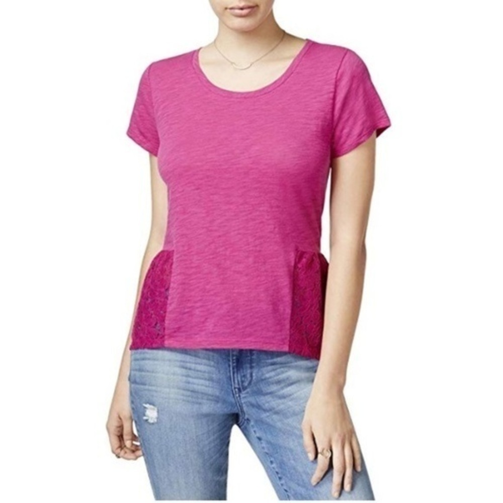 New Women’s Maison Jules Peplum Lace T-Shirt